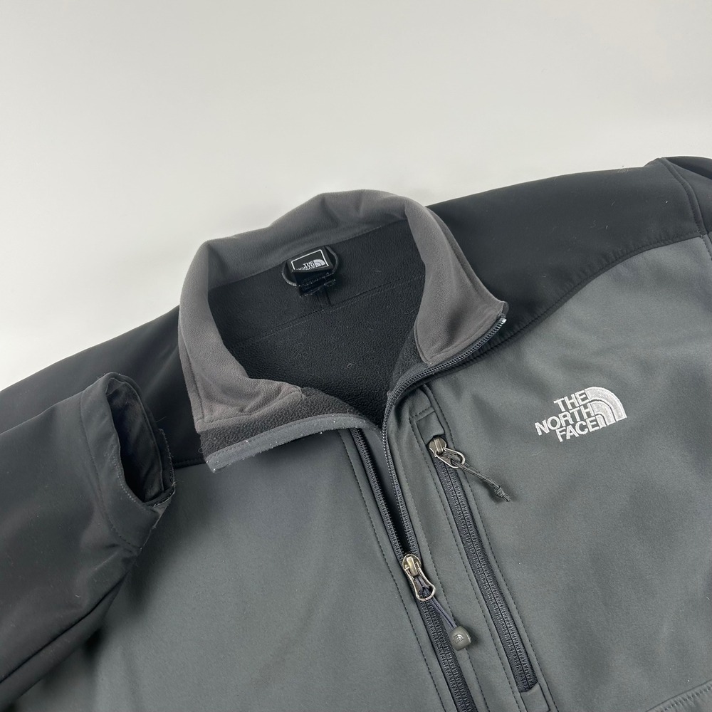The North Face Men's XXL Apex Softshell Jacket Grey Black Full Zip Fleece Lined
